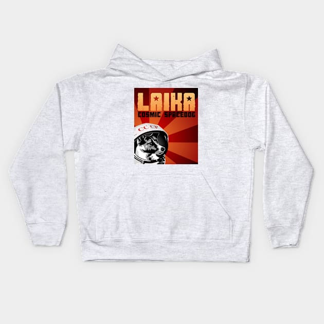 Laika- Cosmic Spacedog Kids Hoodie by solublepeter